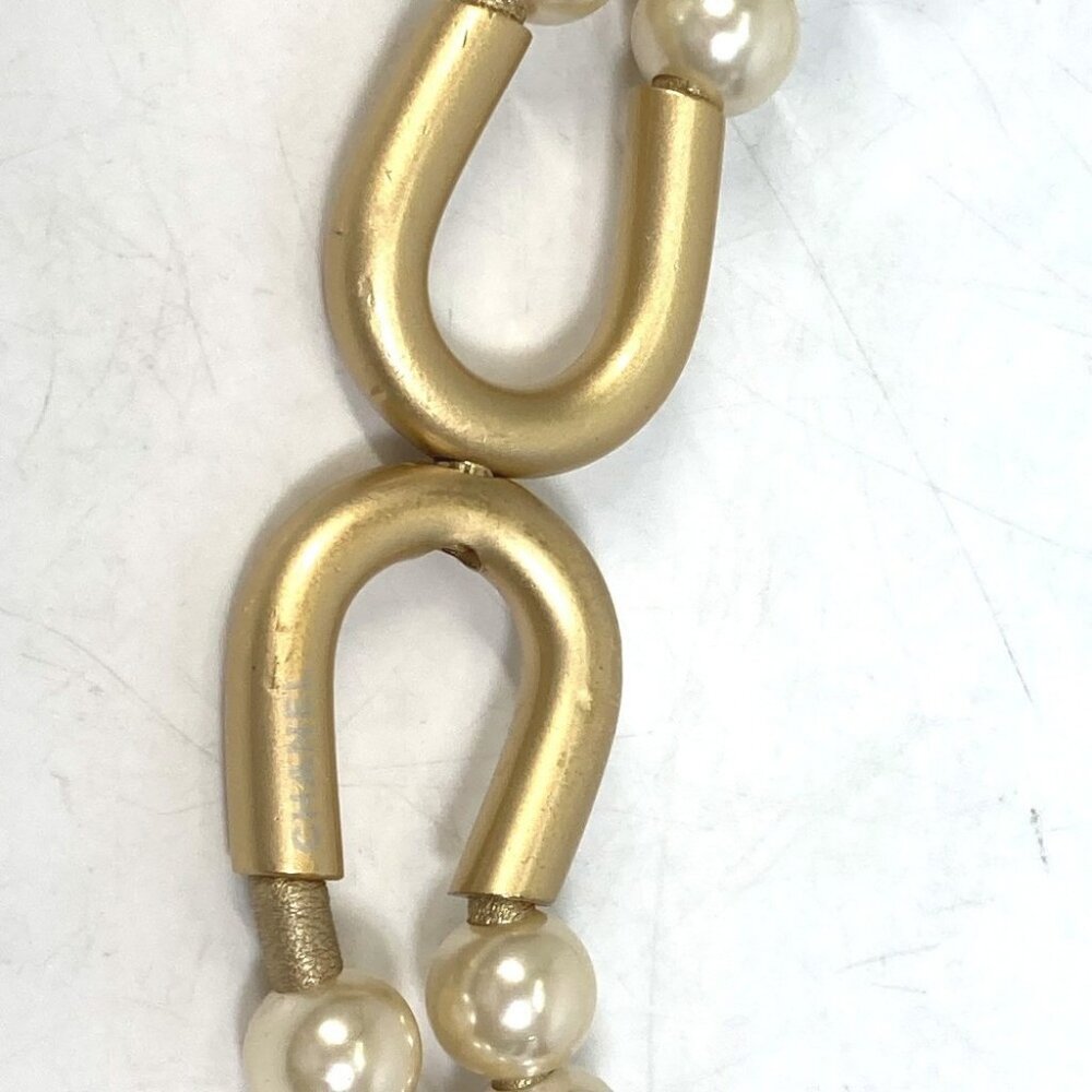 CHANEL 01C Faux pearl belt Leather Gold - Picture 4 of 12